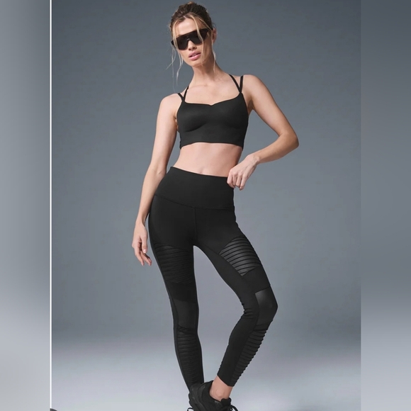 ALO Yoga Pants - ALO Yoga Moto Leggings Size Small Black Color